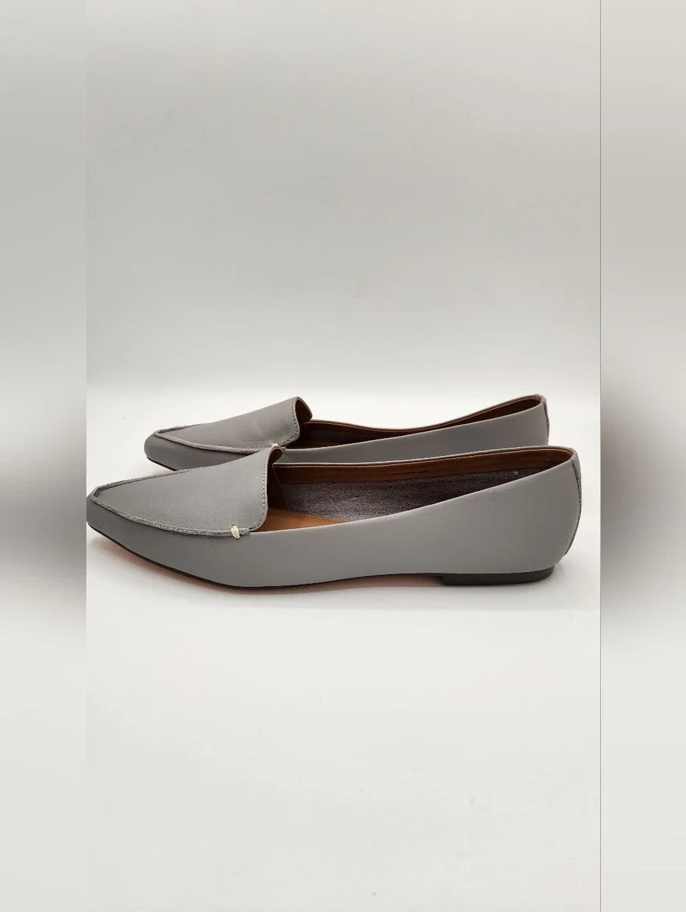 NWOT J.Crew Factory Leather Edie Loafers Pewter Gray Size 11